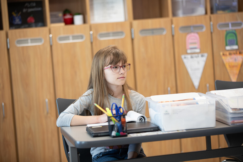 Student in classroom