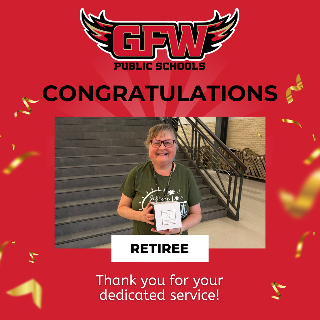 congratulations, retiree, thank you for your dedicated service, gfw logo