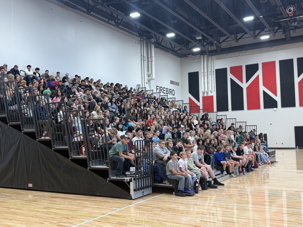 students at assembly