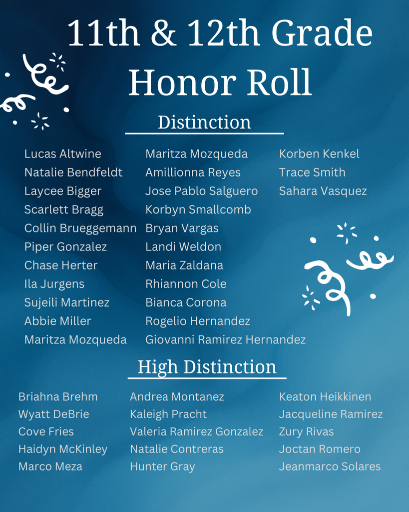 11th & 12th grade Honor Roll
