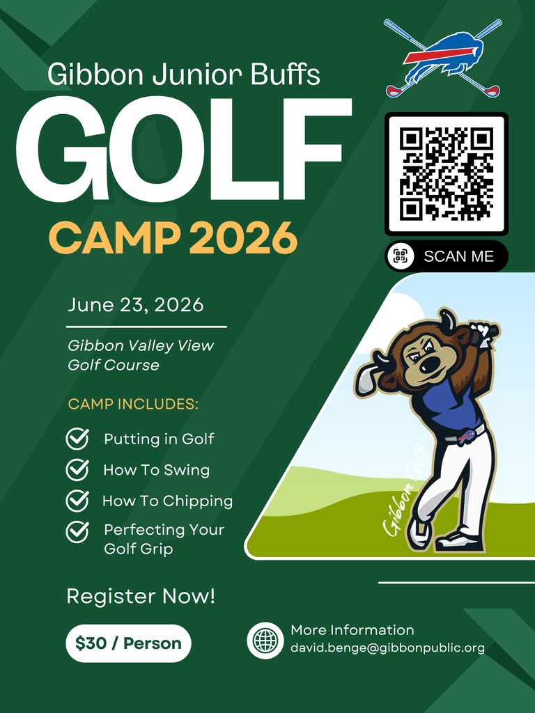 Gibbon Junior Buffss Golf Camp flyer