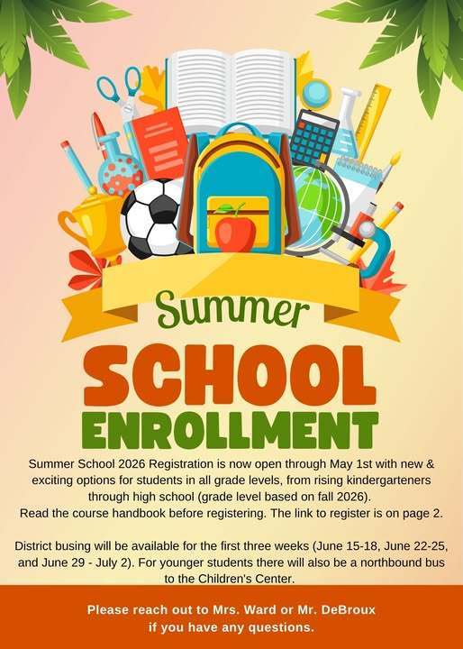 Summer School Enrollment flyer
