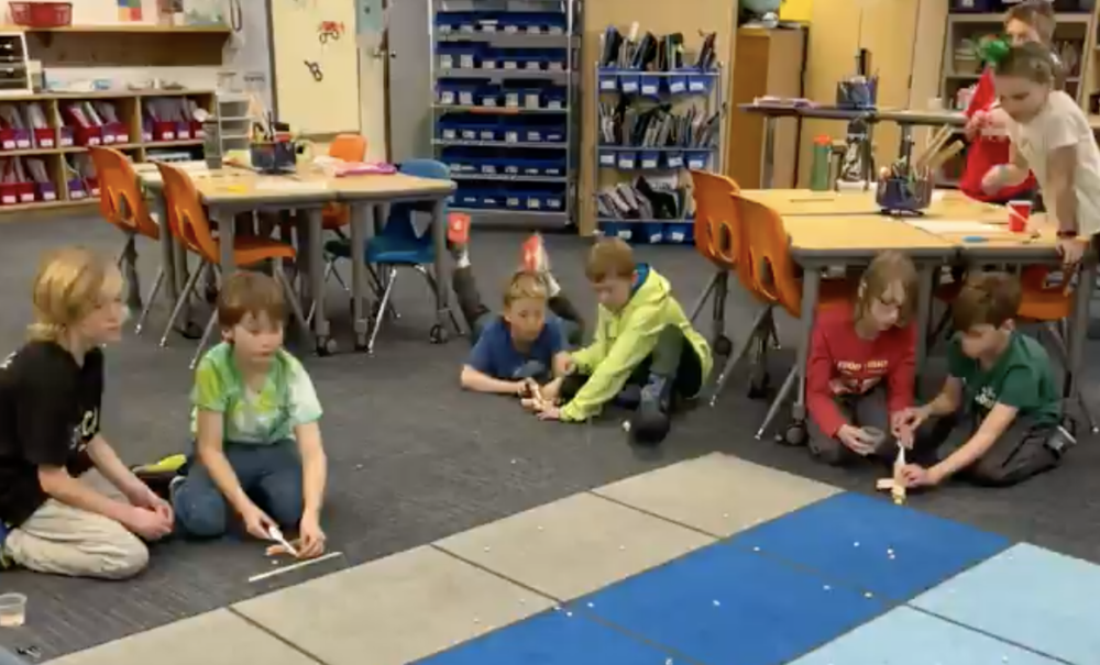 students with catapults