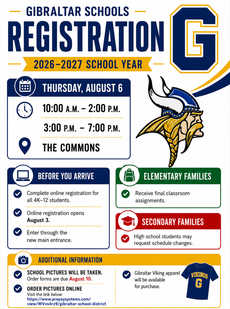 Gibraltar Schools Registration, August 6th, 2026