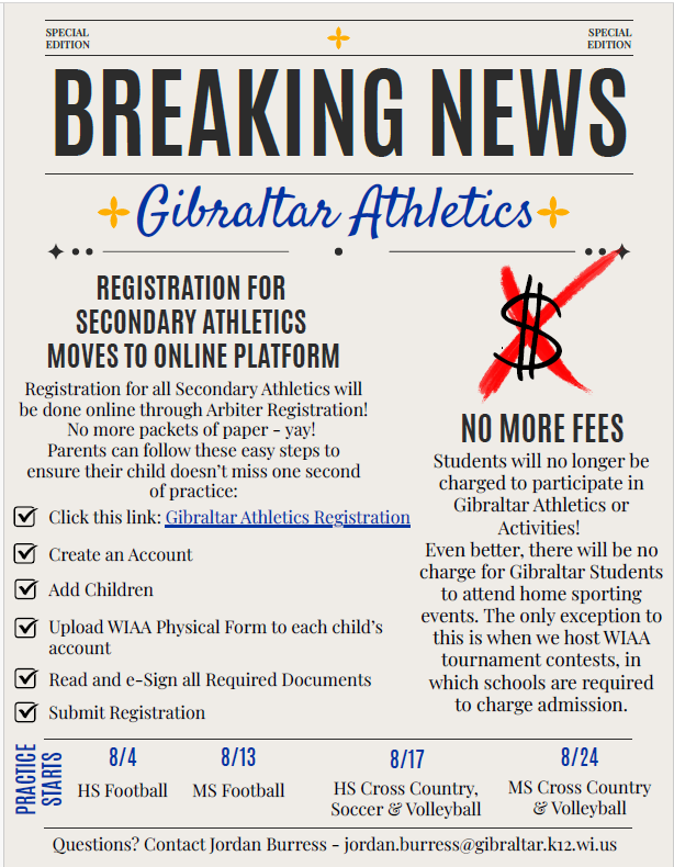 Registration for Secondary Athletics is now open online!