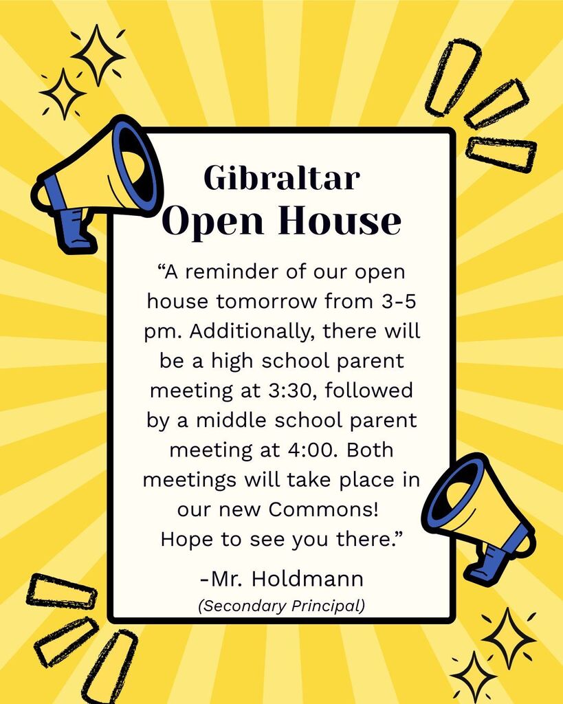 Information about Open House tomorrow from 3pm- 5pm. 