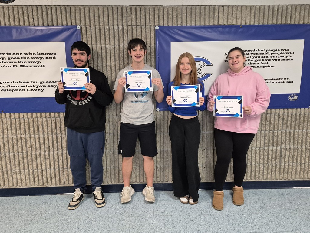December Students of the Month with certificates