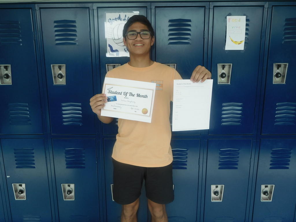 Shumate Middle School April Student of the Month 