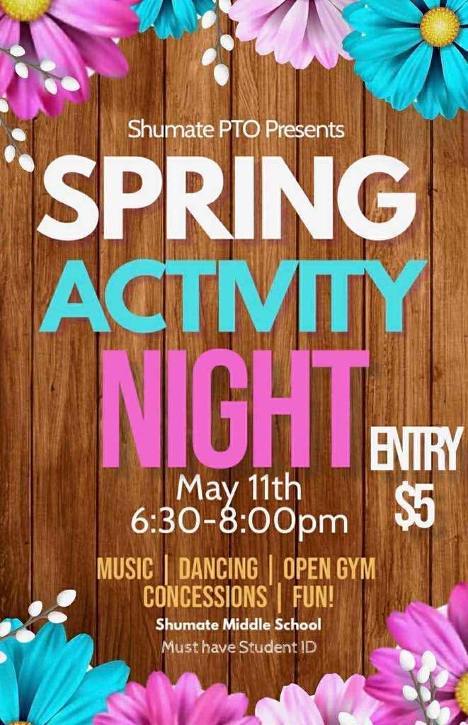 Flyer advertising the Spring Activity Night on May 11