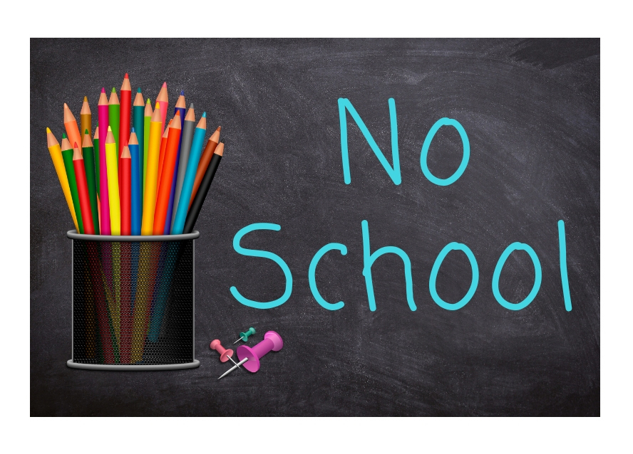 Deorative-No School Message with colored pencils and push pins