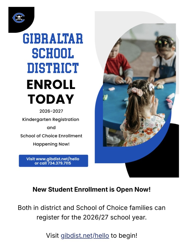 Gibraltar school district new student enrollment is open