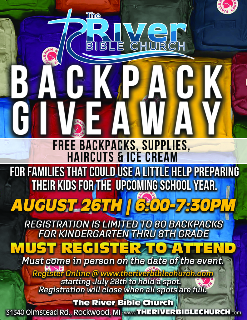 school backpack giveaway at river bible church