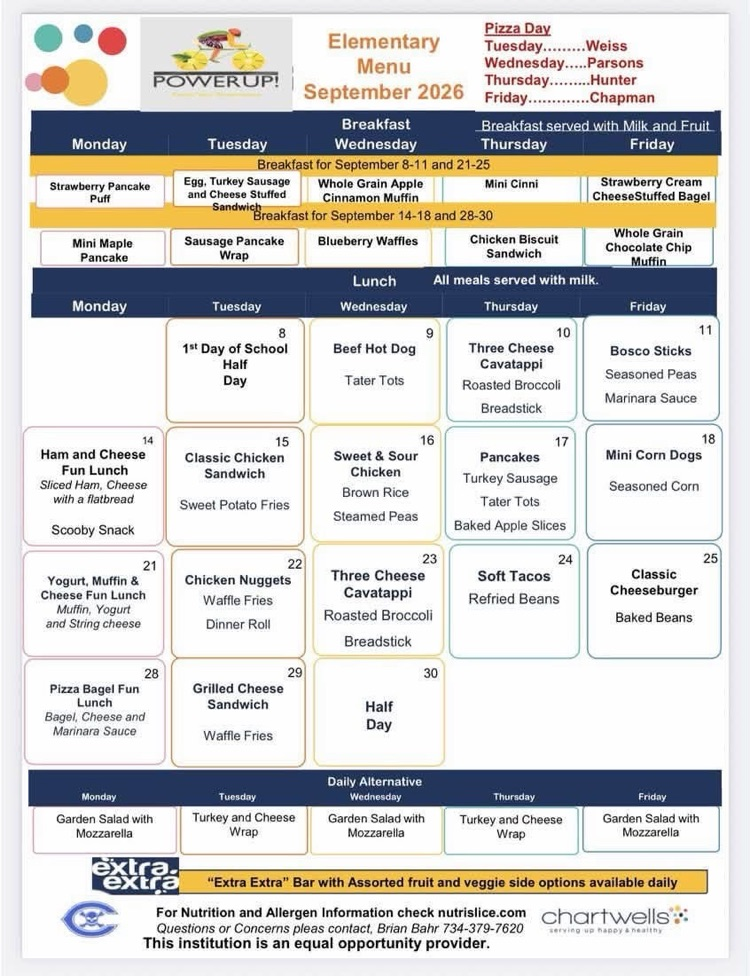 Chapman gsd meal menus