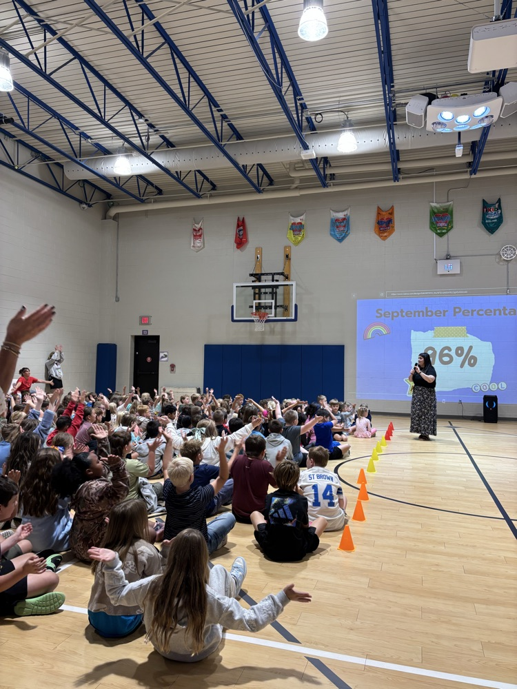 Students gather in the gym for Chapman’s first Town Hall of the school year, listening and celebrating September PBIS accomplishments.