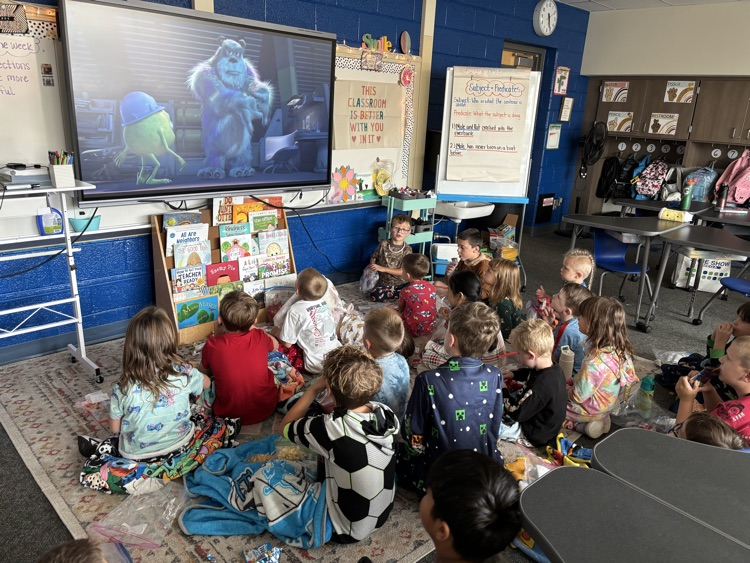 students watching a movie