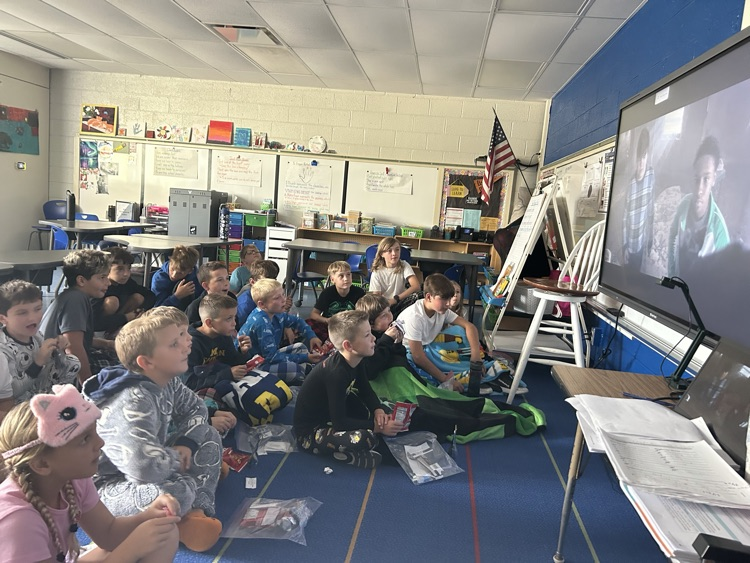 students watching a movie