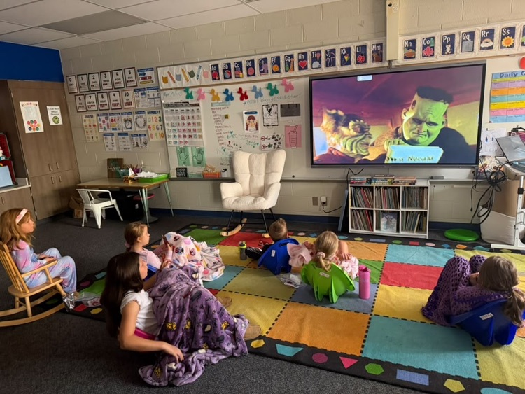 students watching a movie