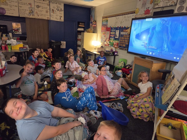 students watching a movie