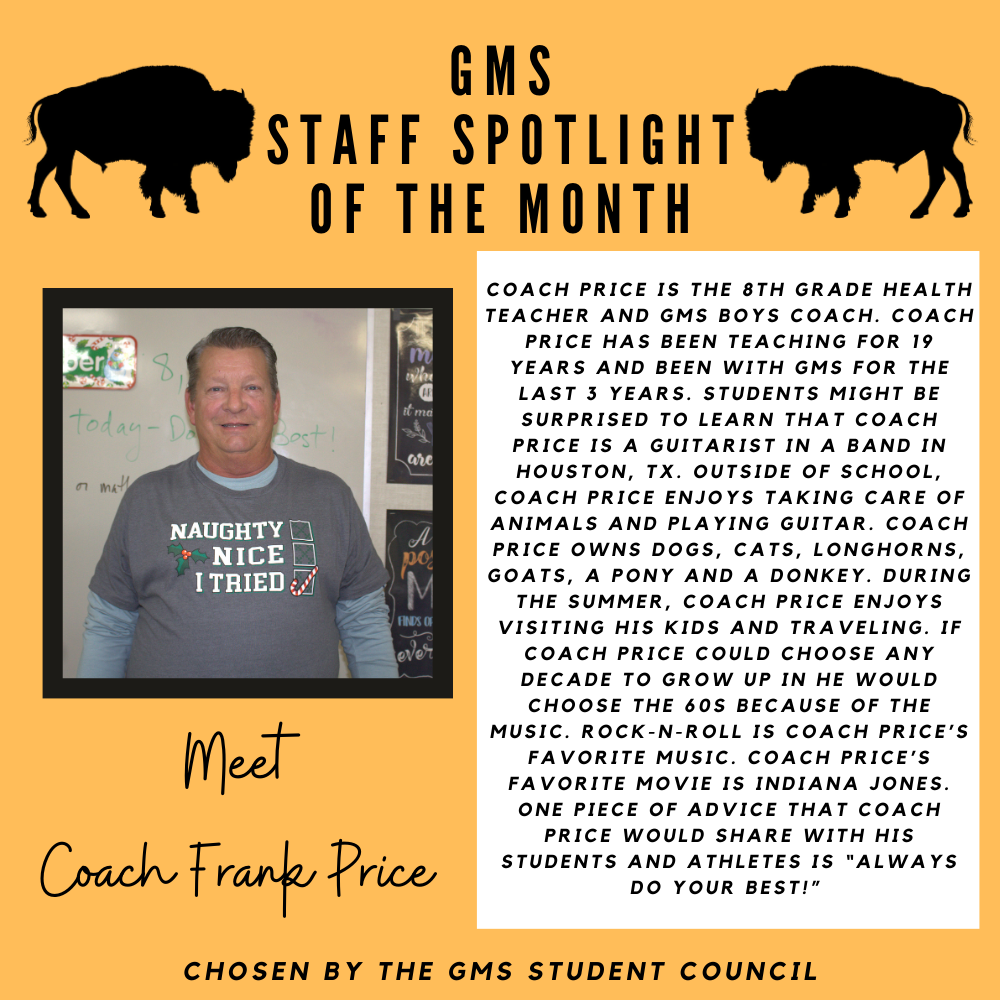 Staff Spotlight for September - Coach Price