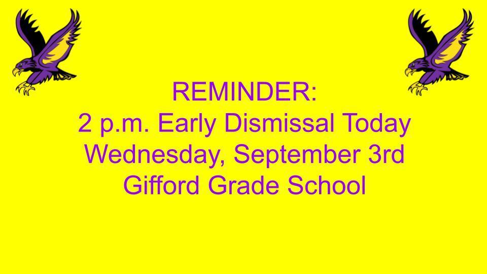 2 pm Early Dismissal Today