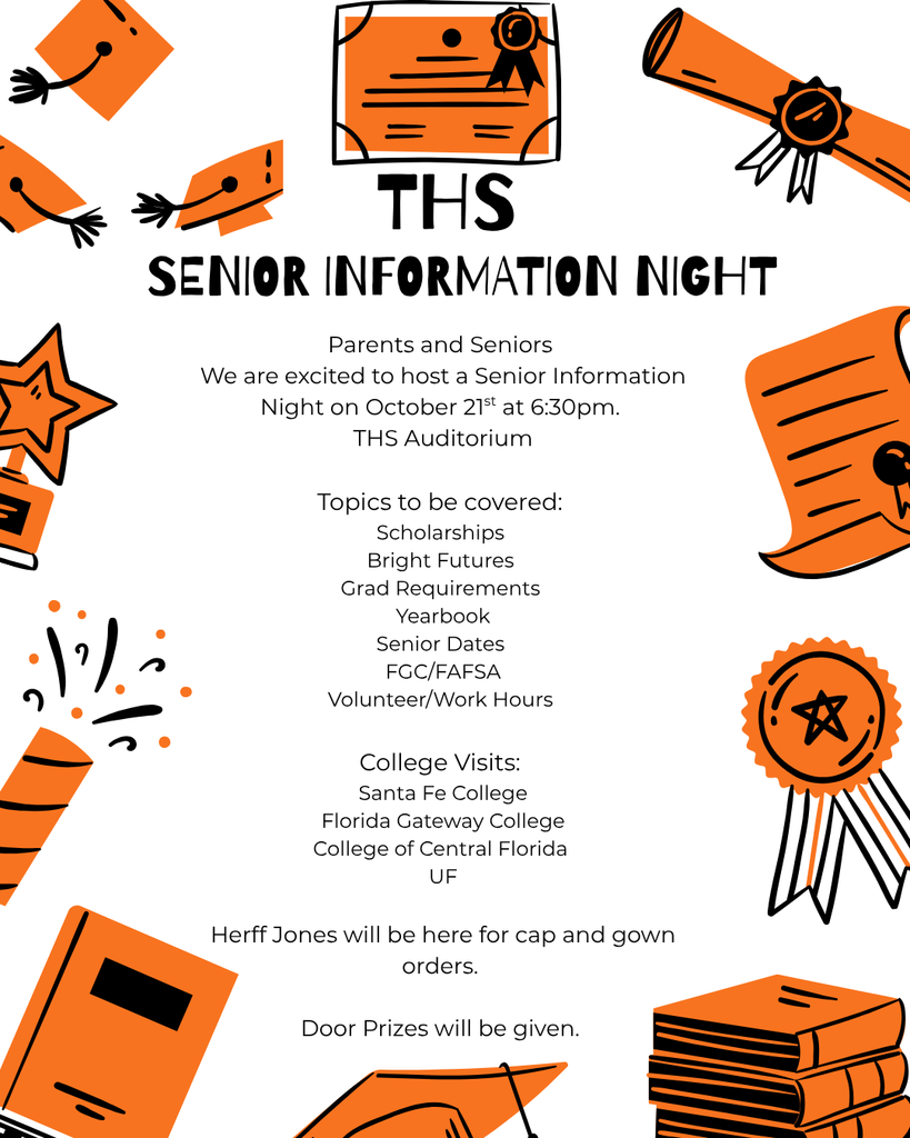 Join us for a Senior Information Night - Oct 21st at 6:30pm in the Auditoriun