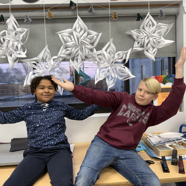 6th grade 3D paper snowflakes 