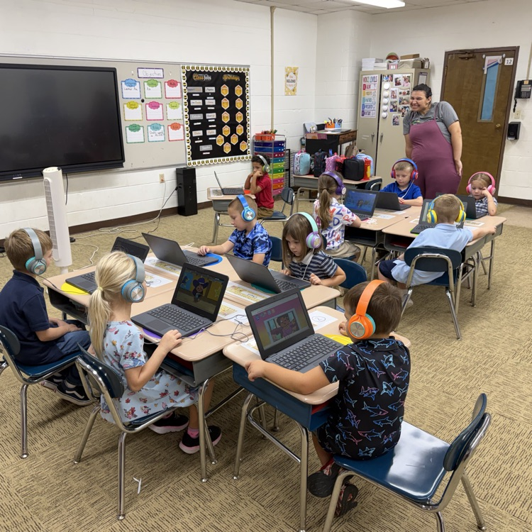 Students in Mrs. G class took time to practice their computer skills.