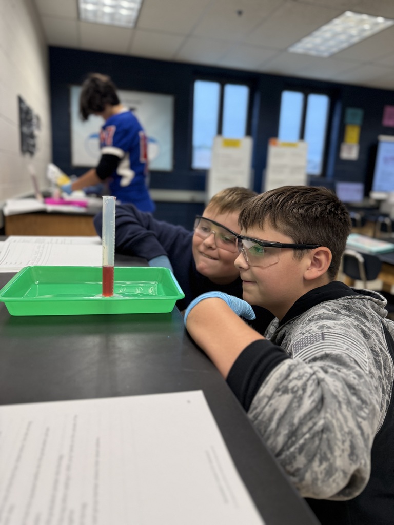 students observing a graduated cylinder