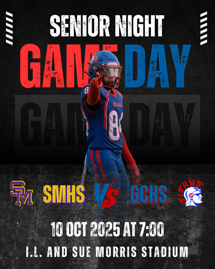 GCHS Game Day Poster -- GCHS Senior Night kickoff 7:00 PM