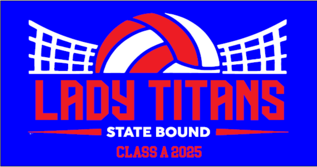 Lady titans state bound photo. volleyball in a net in the middle. t-shirt design.