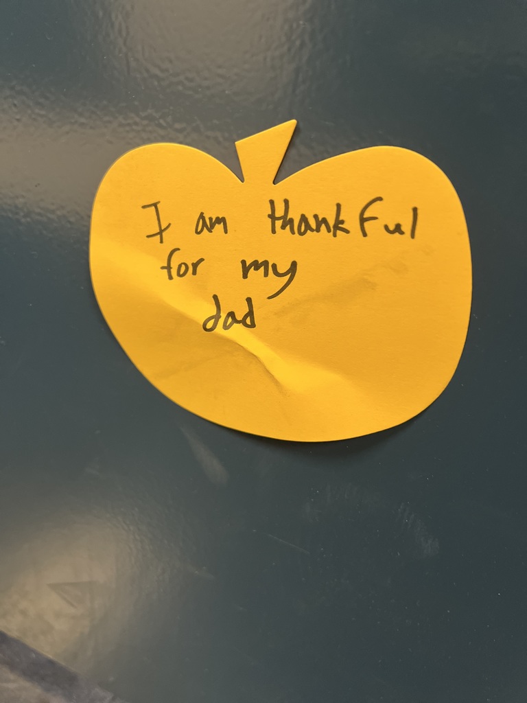 Image of a thankfulness note: I am thankful for my dad