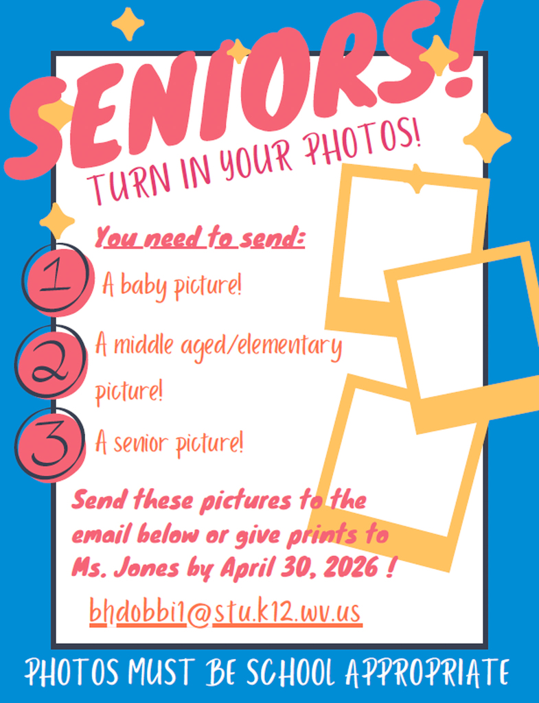 seniors slideshow poster with same information as post. all photos must be school appropriate