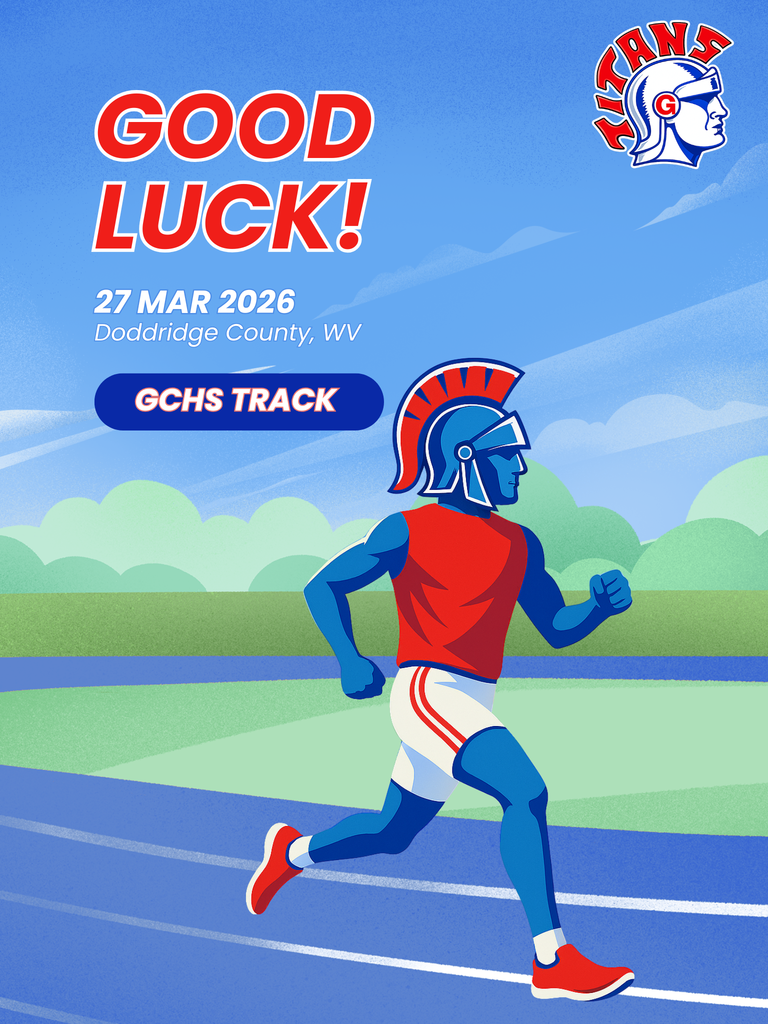 GCHS Track Team Poster. 27 Mar 2026 at Doddridge County WV 