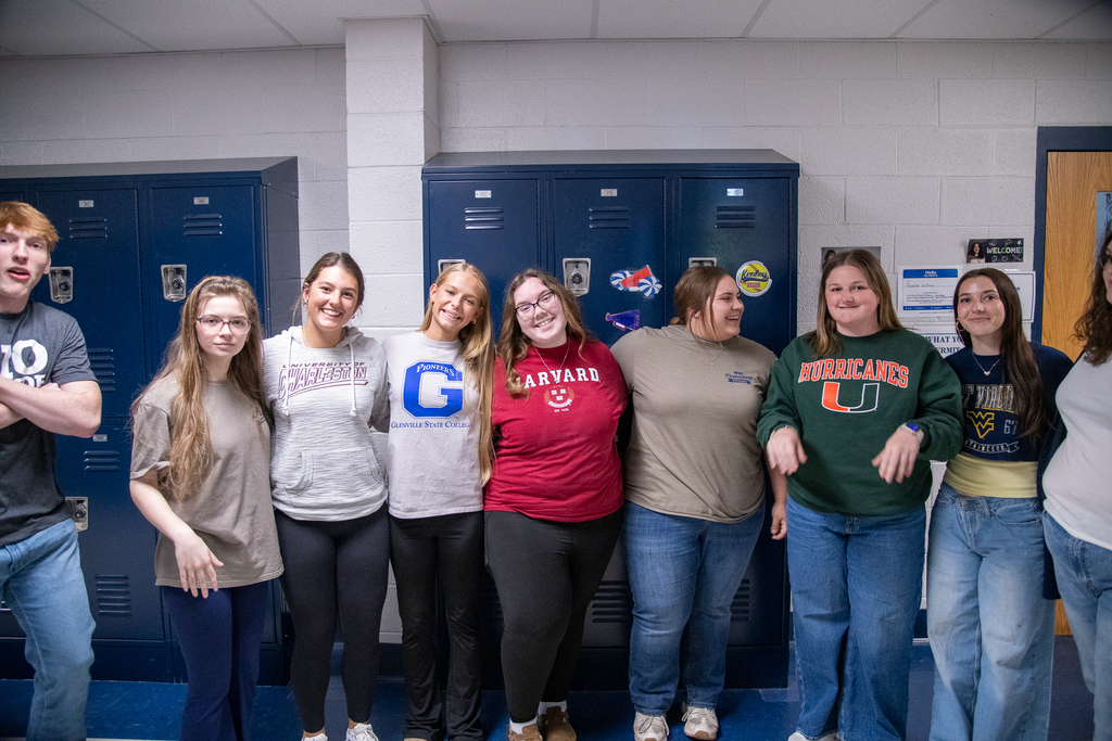 students lined up for college and career day