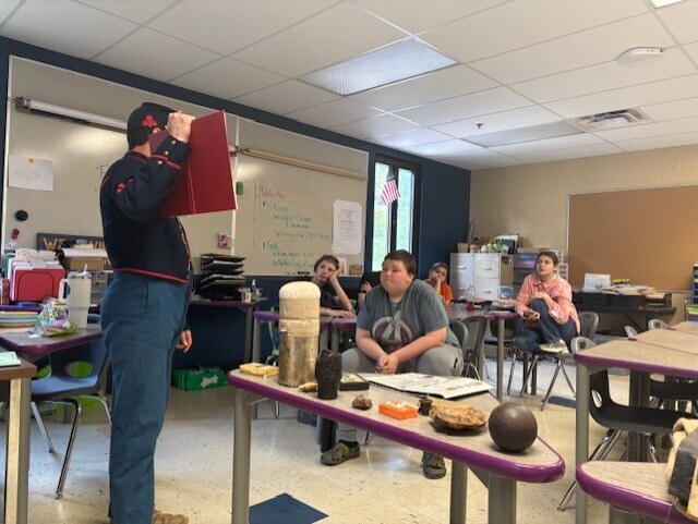 Mr. barker leading a demonstration
