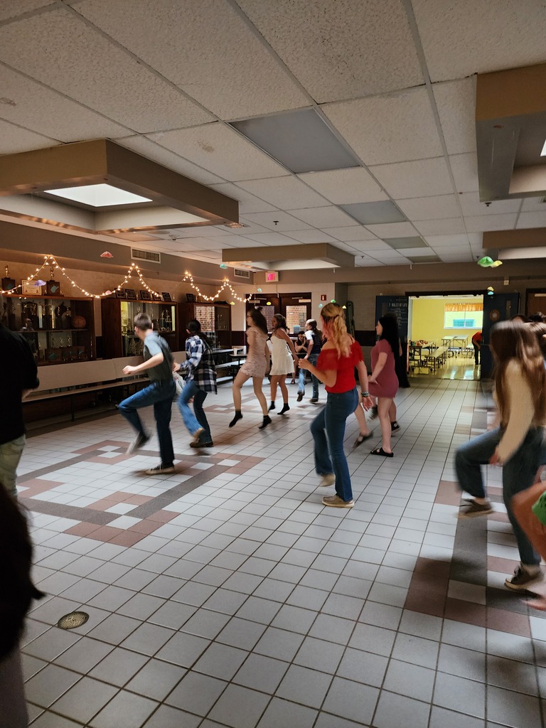more students line dancing
