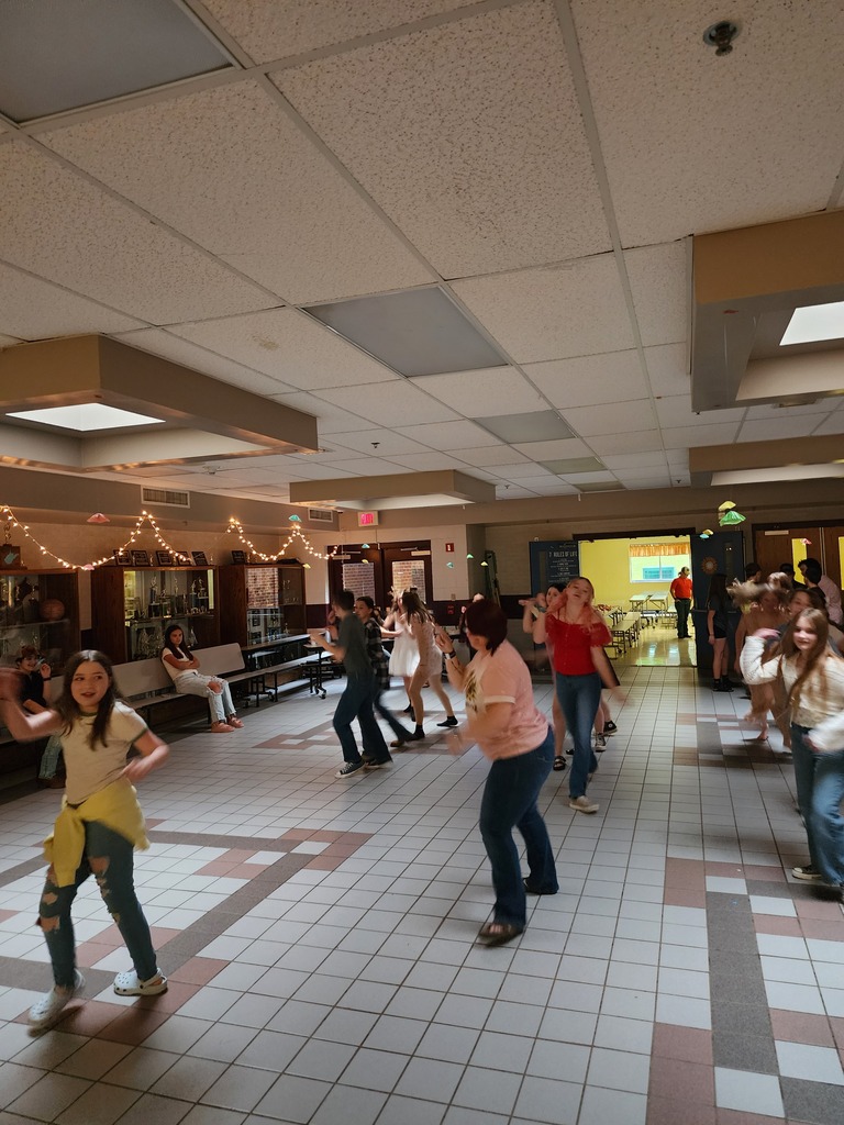 students line dancing with MRs. Facemire