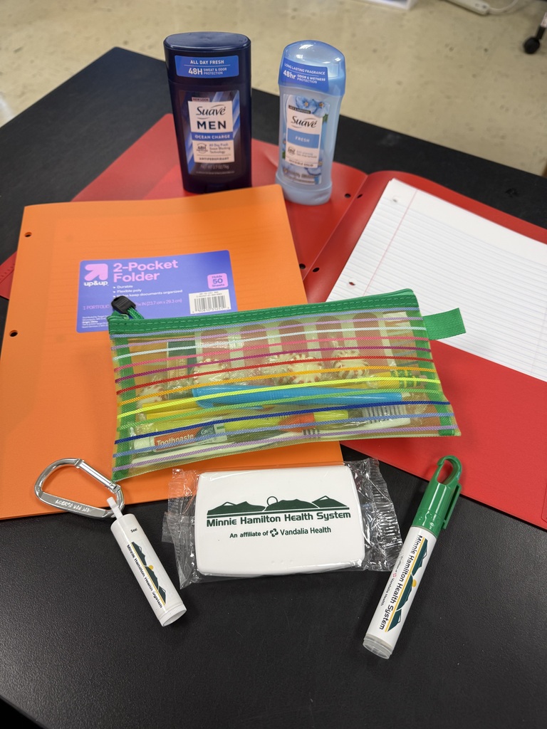 photo showing items in welcome back packs