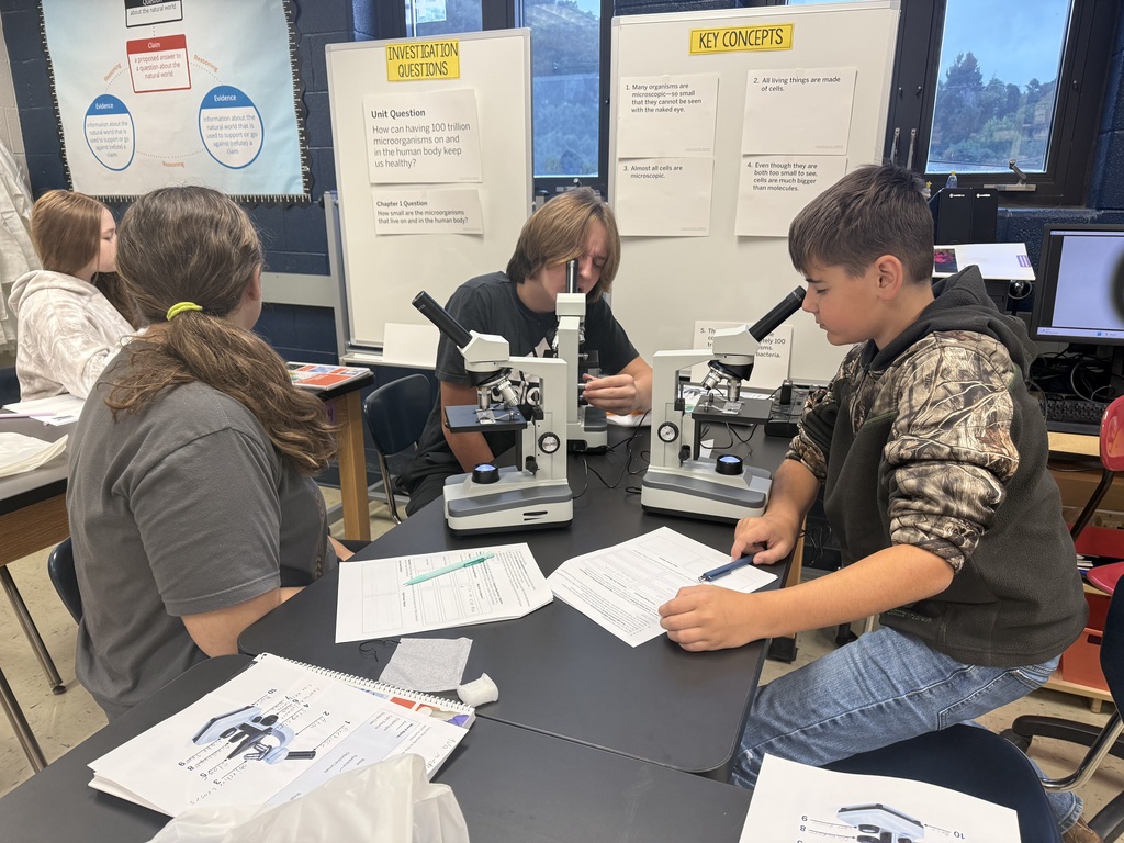 students with microscope