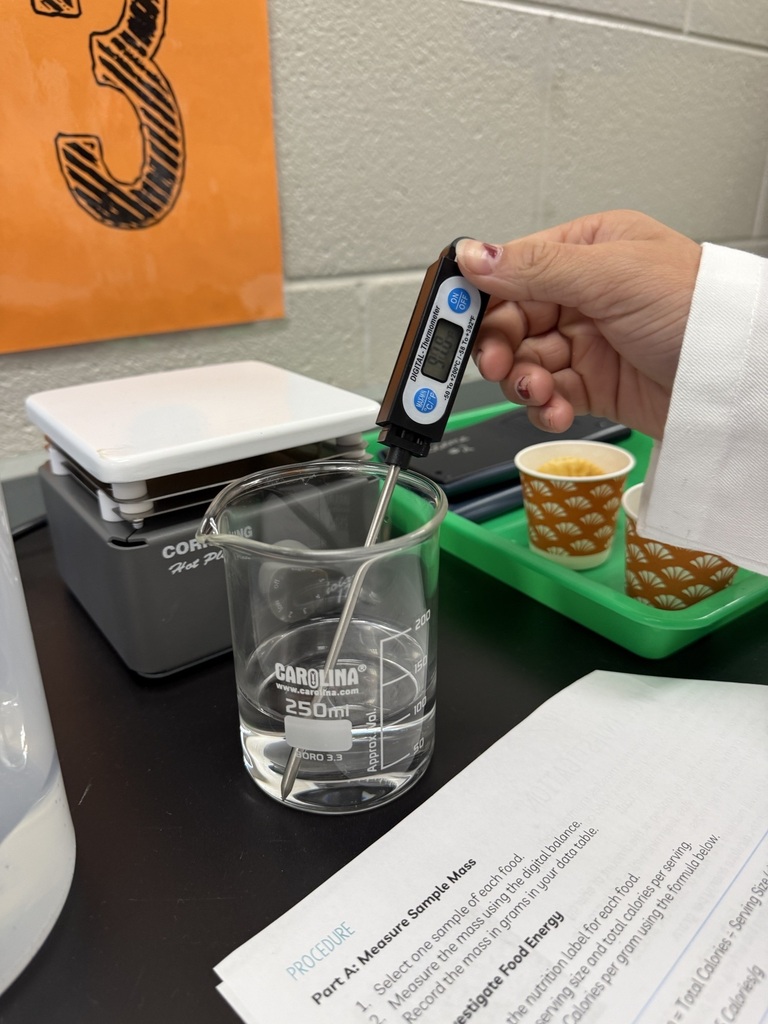 student measuring temperature