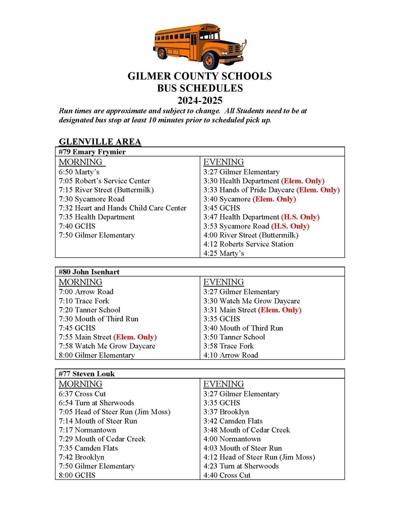 bus schedule