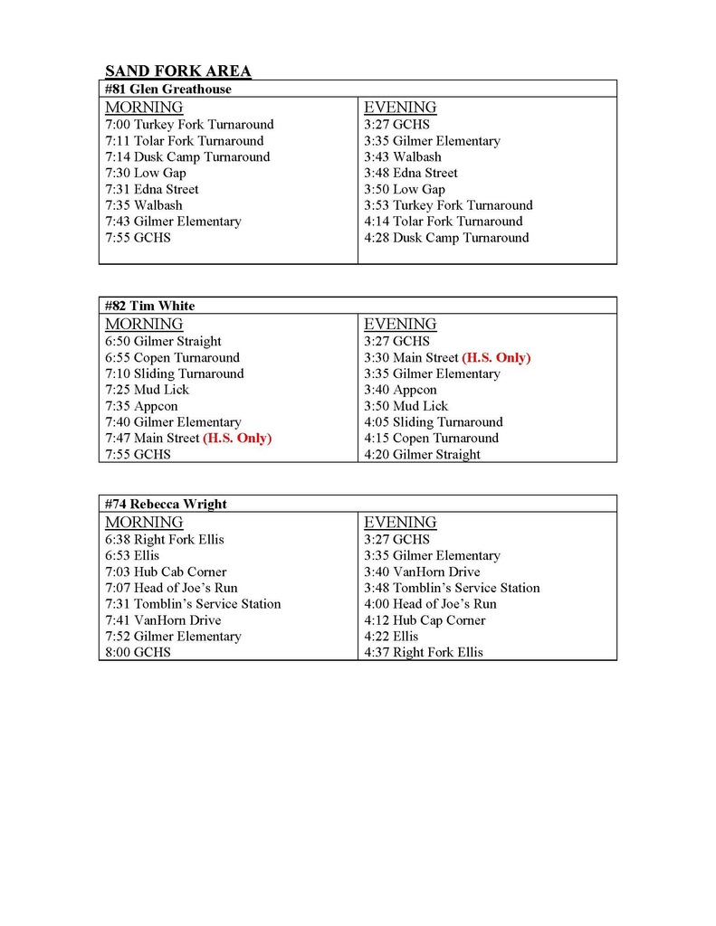 bus schedule
