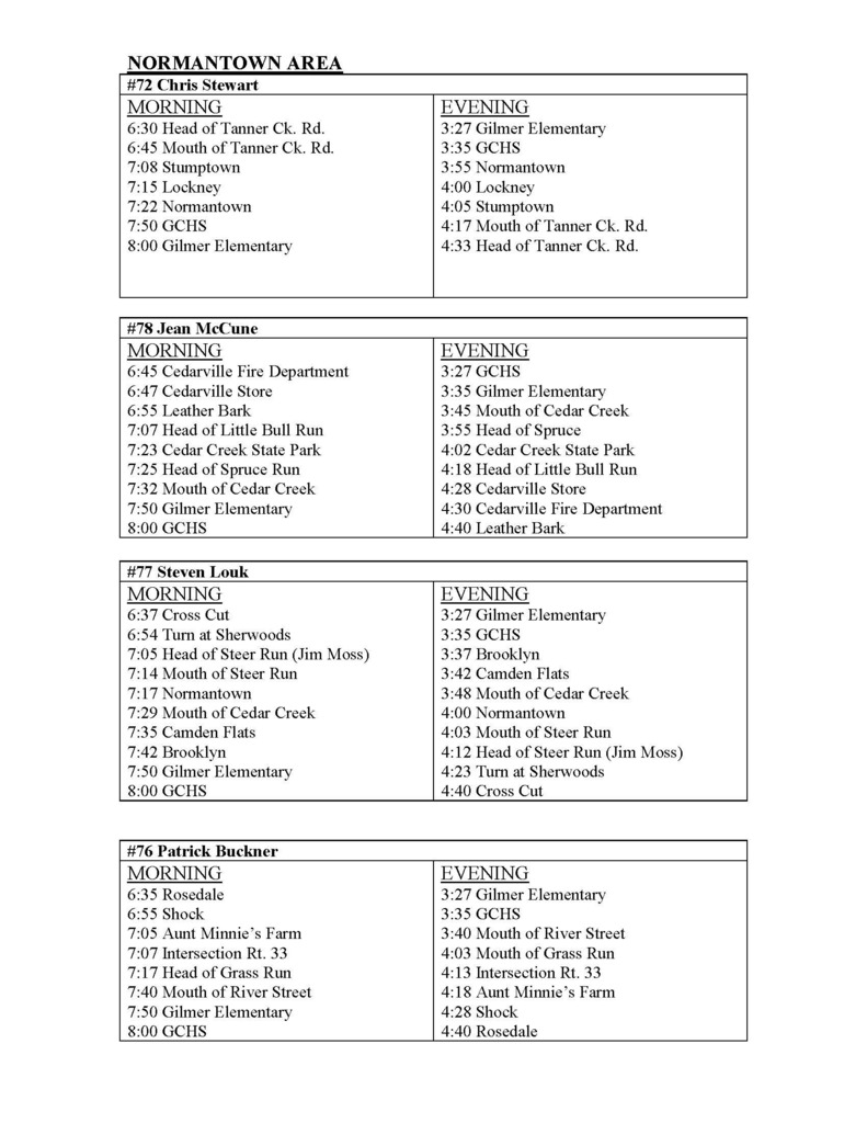 bus schedule