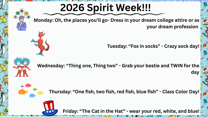 2026 spirit week poster