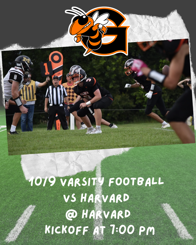 Hornet football gameon 10/9 at Harvard flyer