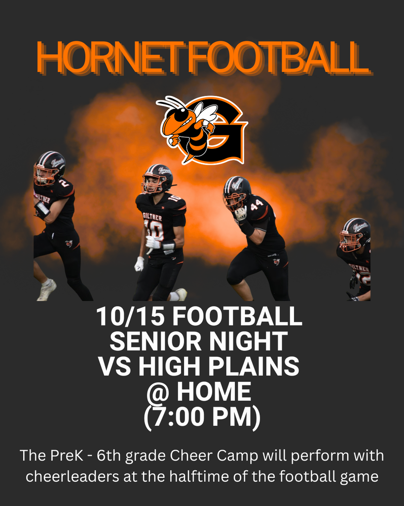 hornet football game info for Thursdays game home at 7 vs high plains - senior night