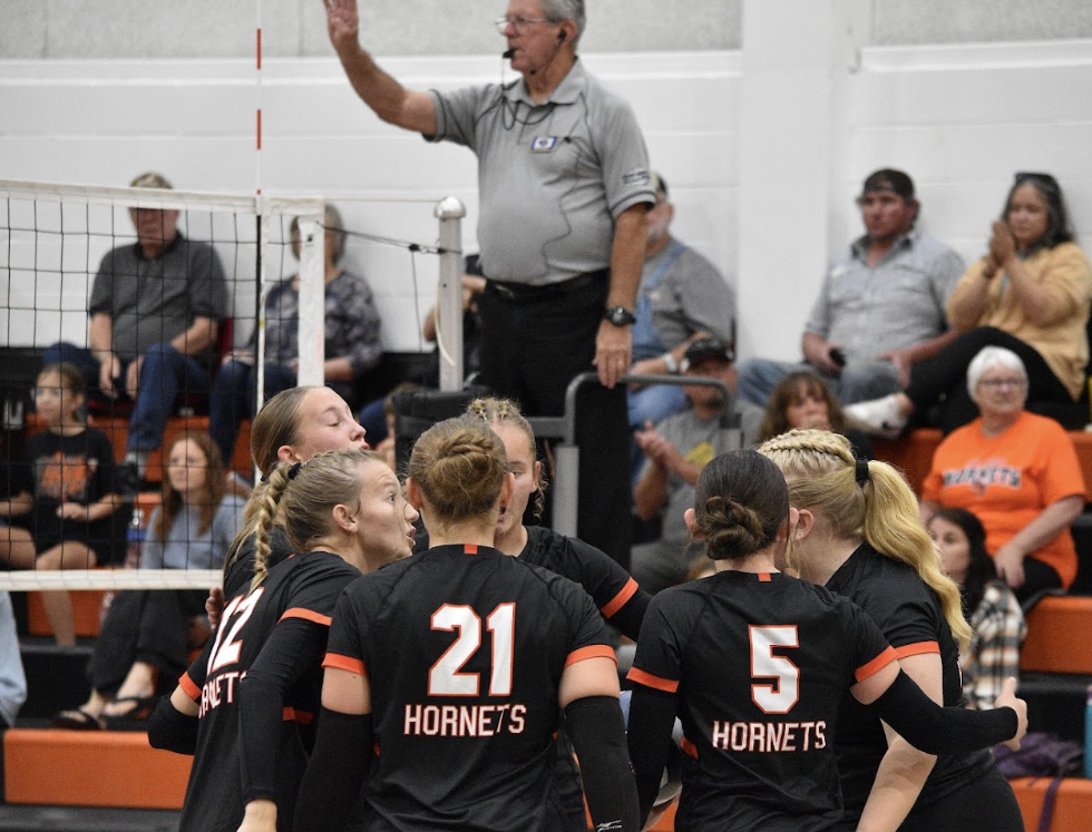 hornet team vball huddle