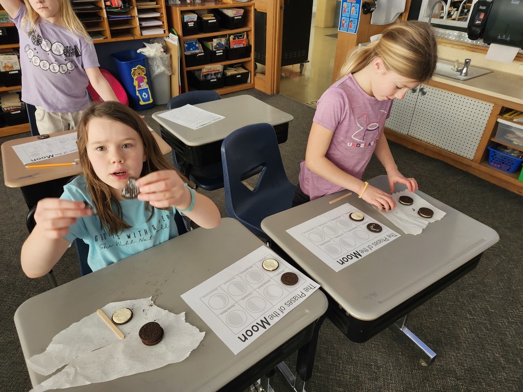 Making the different phases with our Oreos.