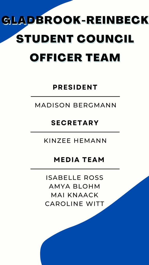 We are excited to announce the 2026-2027 Gladbrook-Reinbeck Student Council! It will be a GReat year!  7th graders will be selected in September to join this team.