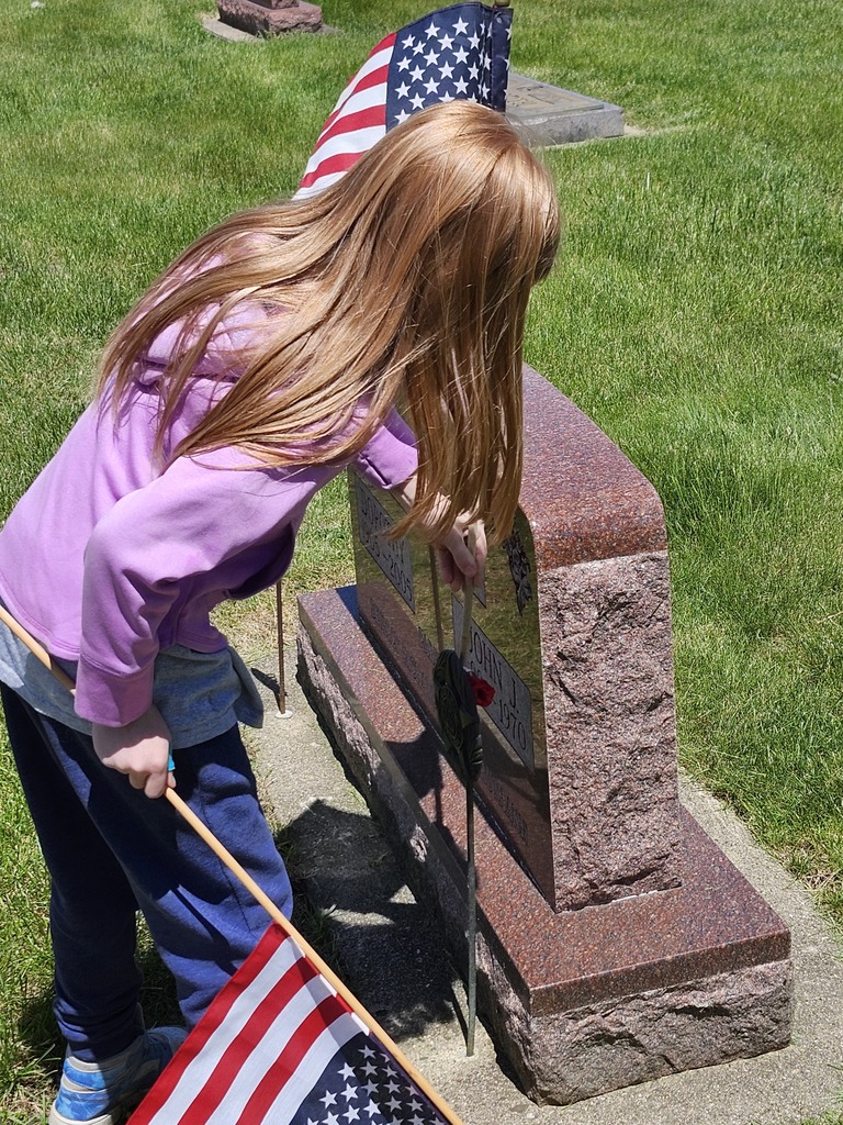 Placing a flag.